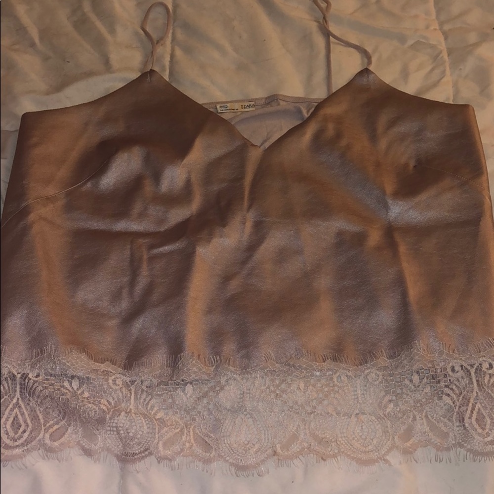 Zara light pink pleather top!